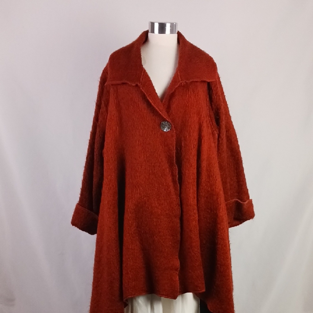 Courtney Washington Rust Wool Asym  Coat.